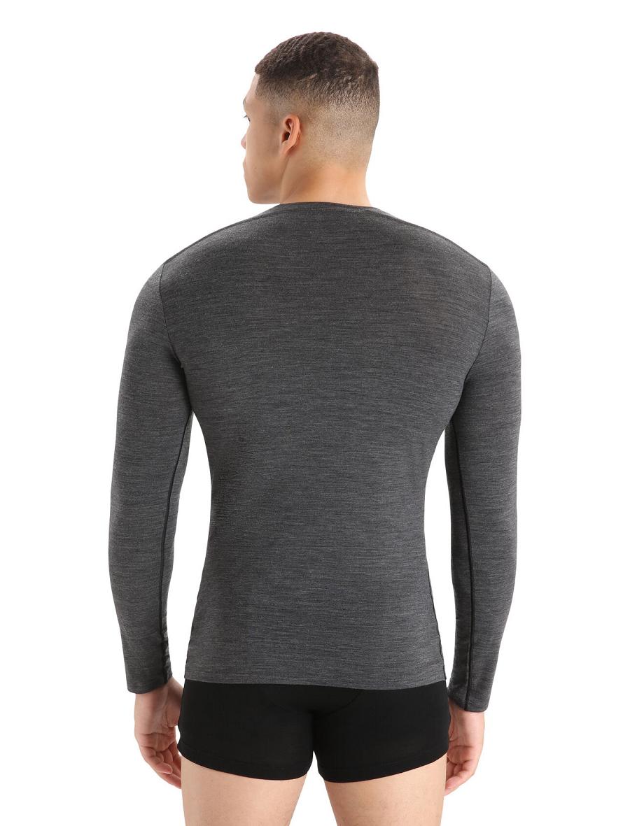 Bielizny Icebreaker Merino Anatomica Long Sleeve Crewe T-Shirt Męskie Czarne Szare | PL 1656BEXC